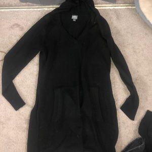 Black hooded sweater dress